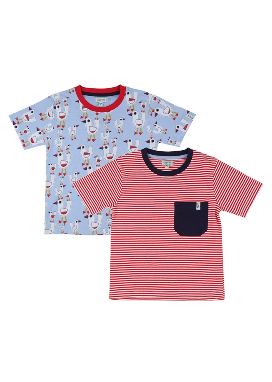 Lilly & Sid Multicoloured Seagull & Stripe Print Top 2 Pack (0-8 Years)