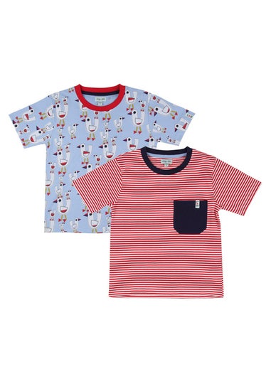 Lilly & Sid Multicoloured Seagull & Stripe Print Top 2 Pack (0-8 Years)