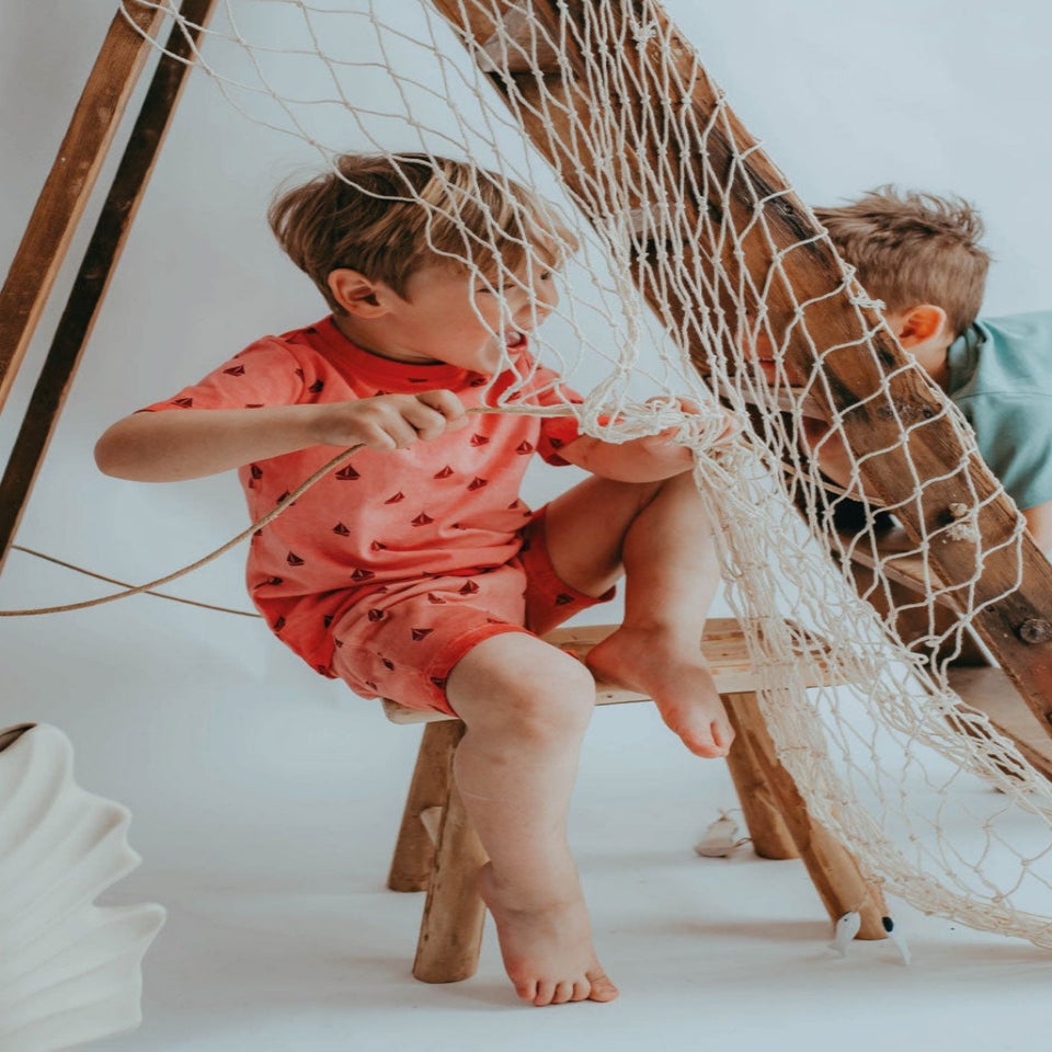 Lilly & Sid Organic Cotton Red Boat Print T-Shirt (24 Months- 8 Years)