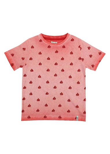 Lilly & Sid Organic Cotton Red Boat Print T-Shirt (24 Months- 8 Years)