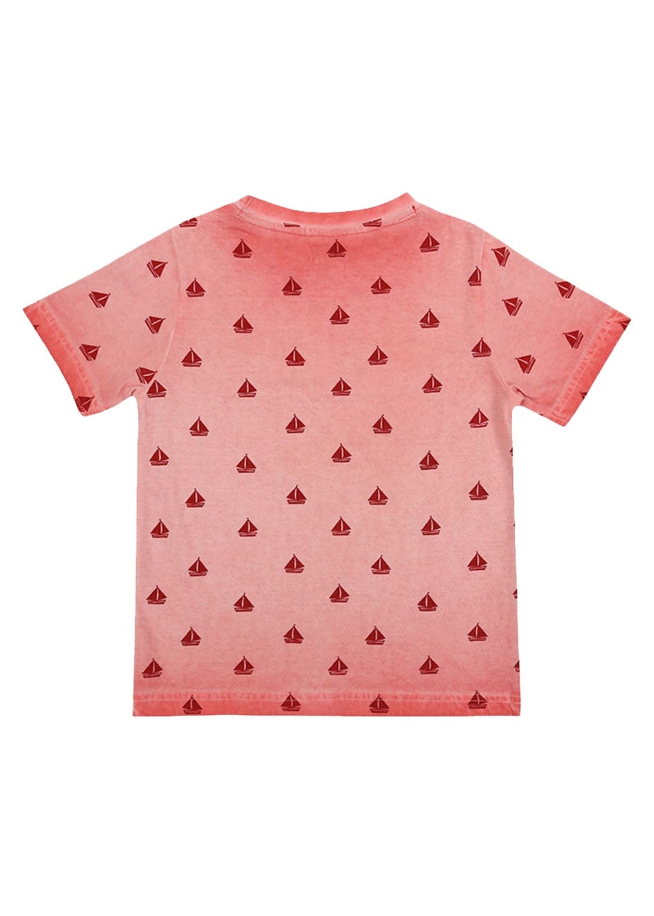 Lilly & Sid Organic Cotton Red Boat Print T-Shirt (24 Months- 8 Years)