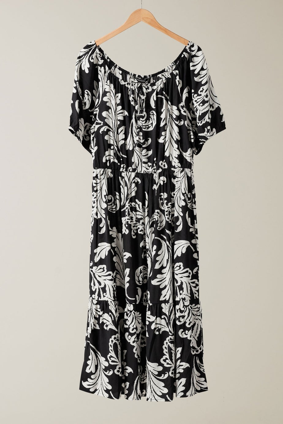 Evans Curve Black Abstract Print Tiered Midi Dress