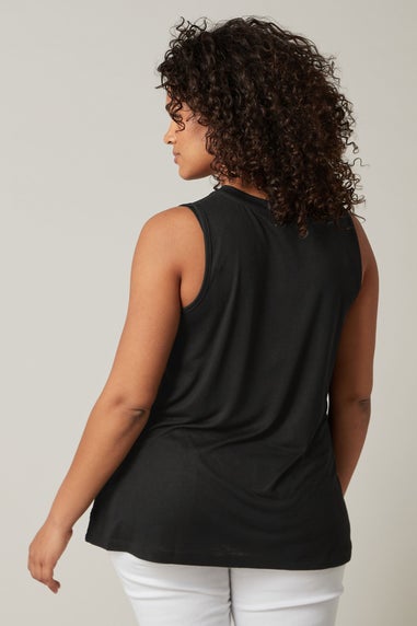 Evans Curve Black Modal Rich Vest Top