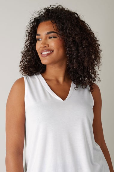 Evans Curve White Modal Rich Vest Top