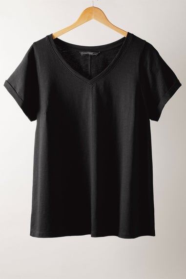 Evans Curve Black Pure Cotton T-Shirt