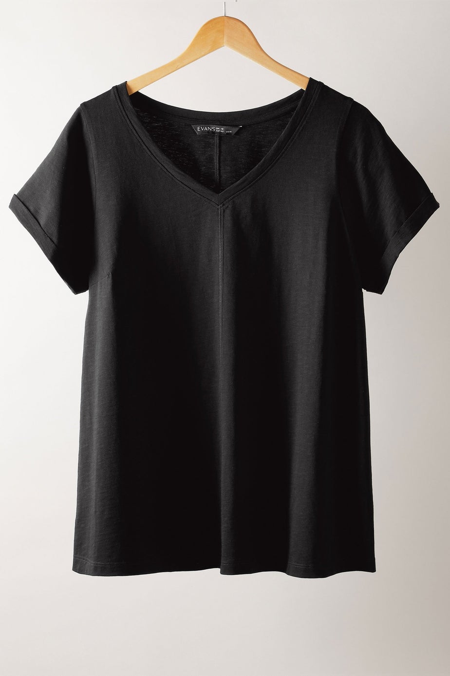Evans Curve Black Pure Cotton T-Shirt