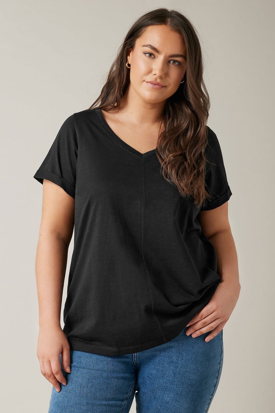 Evans Curve Black Pure Cotton T-Shirt