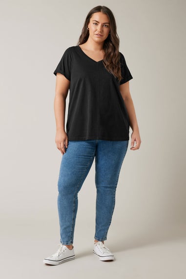 Evans Curve Black Pure Cotton T-Shirt
