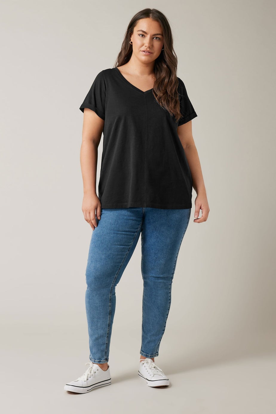 Evans Curve Black Pure Cotton T-Shirt