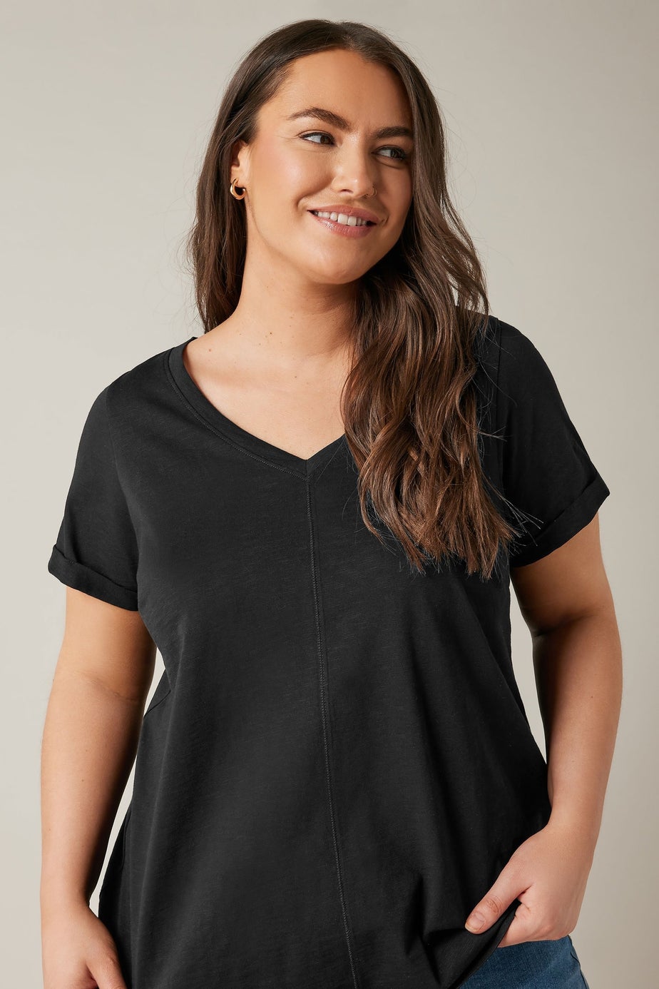 Evans Curve Black Pure Cotton T-Shirt