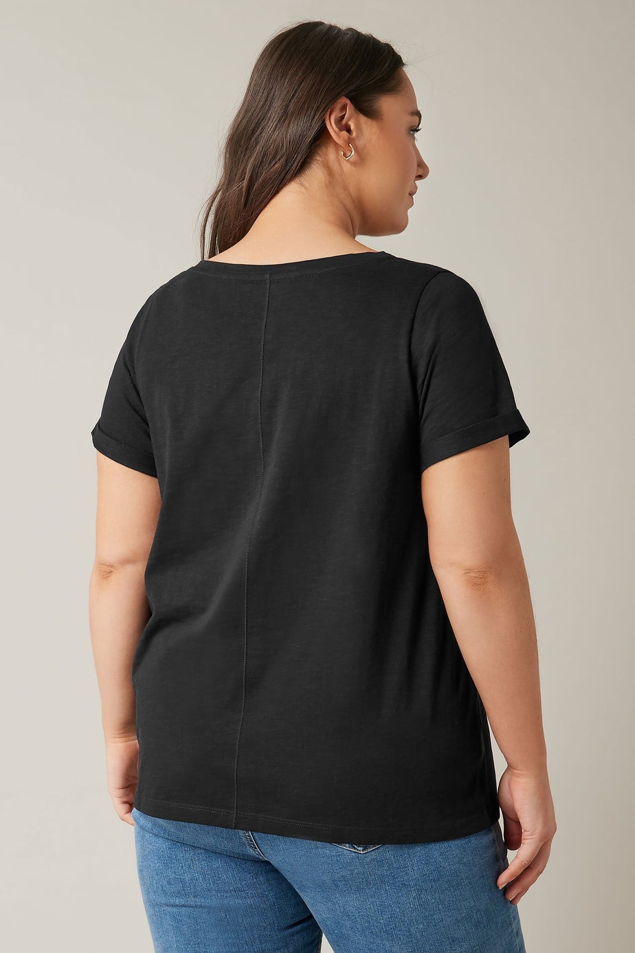 Evans Curve Black Pure Cotton T-Shirt