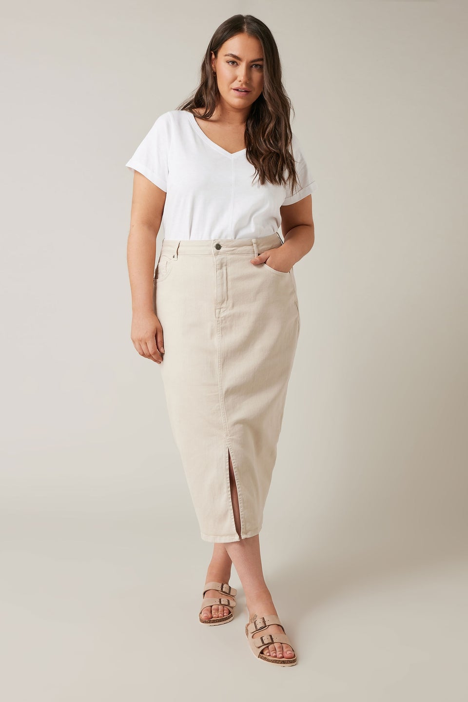 Evans Curve White Pure Cotton T-Shirt