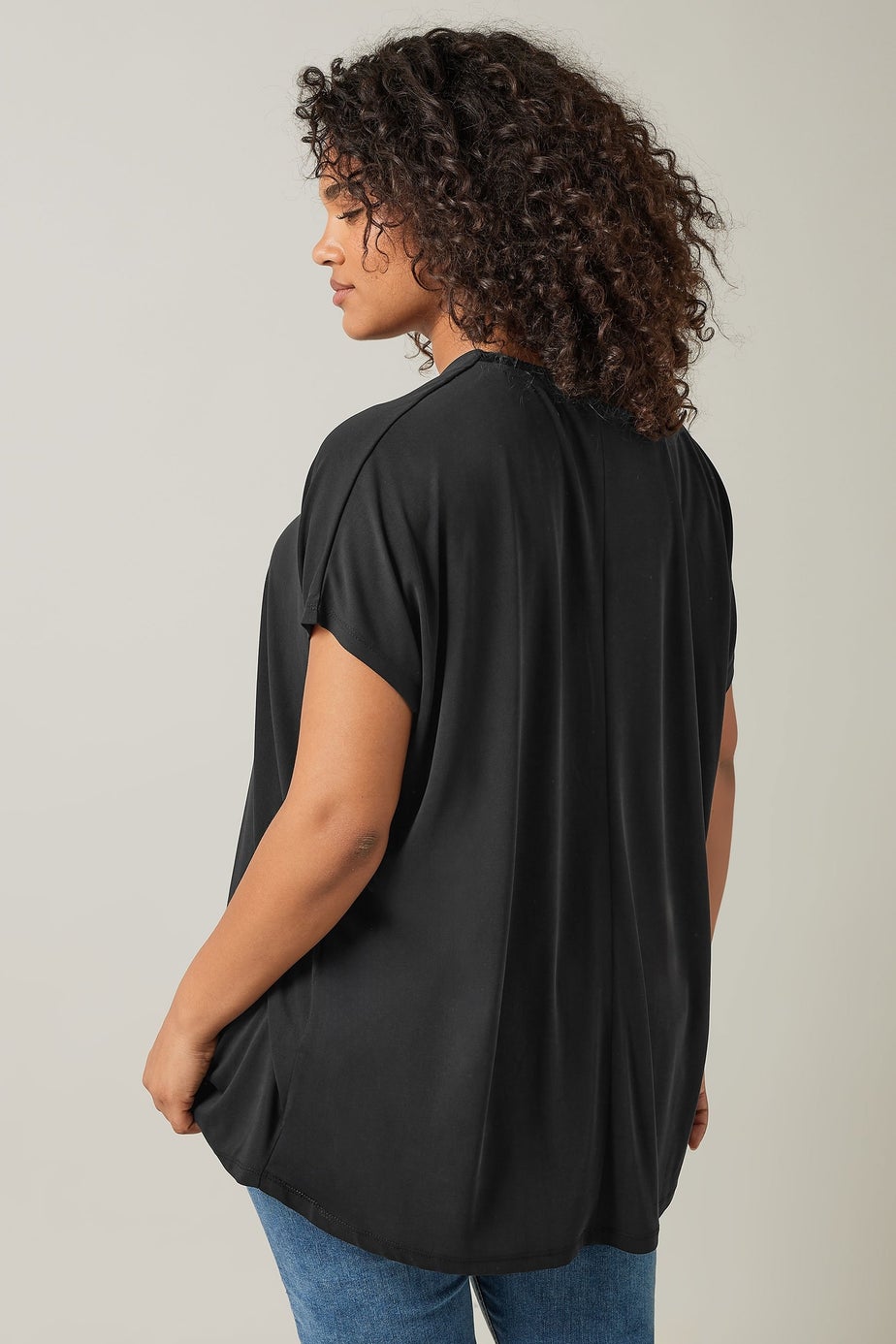 Evans Curve Black Pleat Front Modal Rich Top
