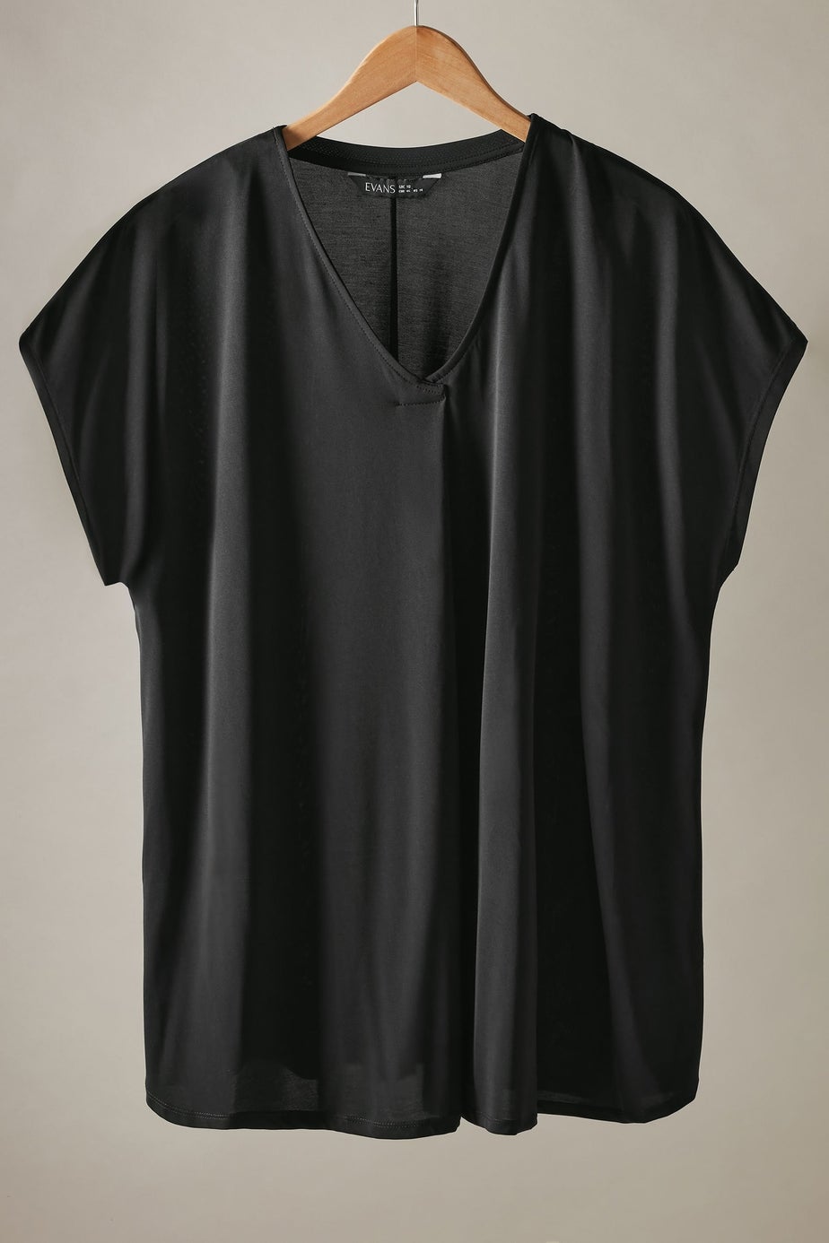 Evans Curve Black Pleat Front Modal Rich Top