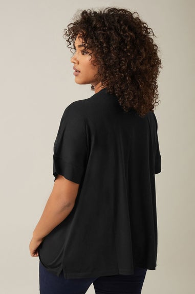 Evans Curve Black V-Neck Modal Rich T-Shirt