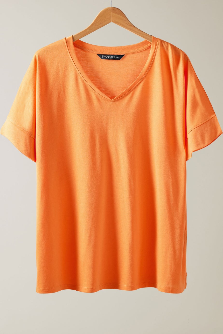 Evans Curve Orange V-Neck Modal Rich T-Shirt
