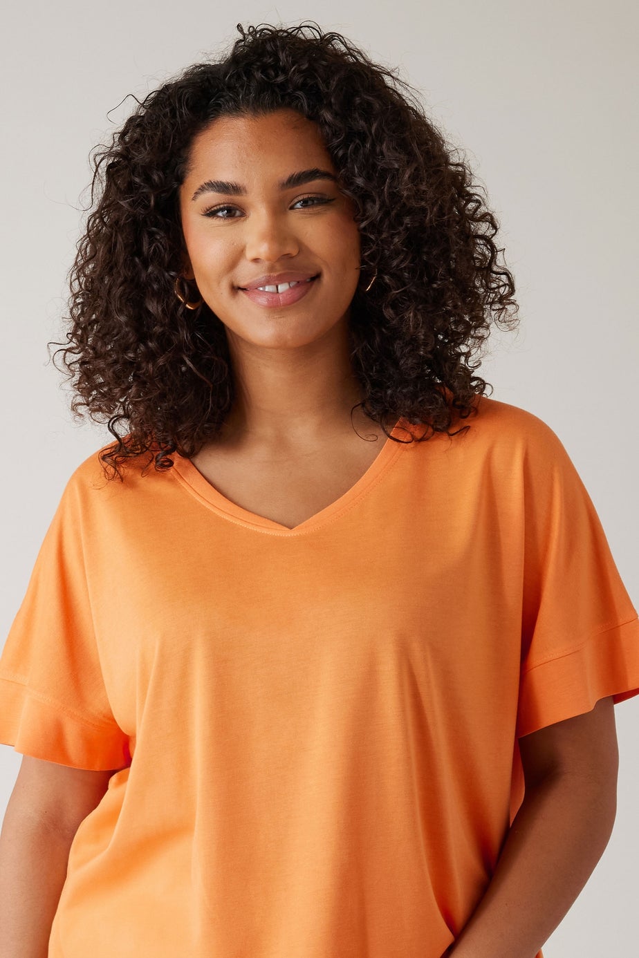 Evans Curve Orange V-Neck Modal Rich T-Shirt