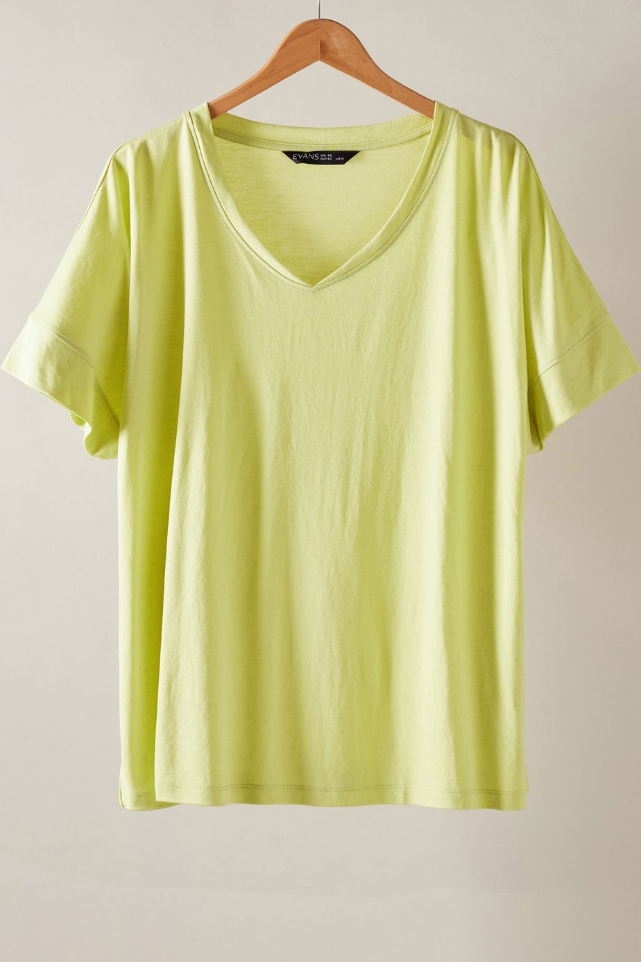 Evans Curve Chartreuse Green V-Neck Modal Rich T-Shirt