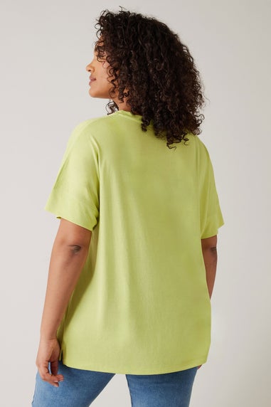 Evans Curve Chartreuse Green V-Neck Modal Rich T-Shirt