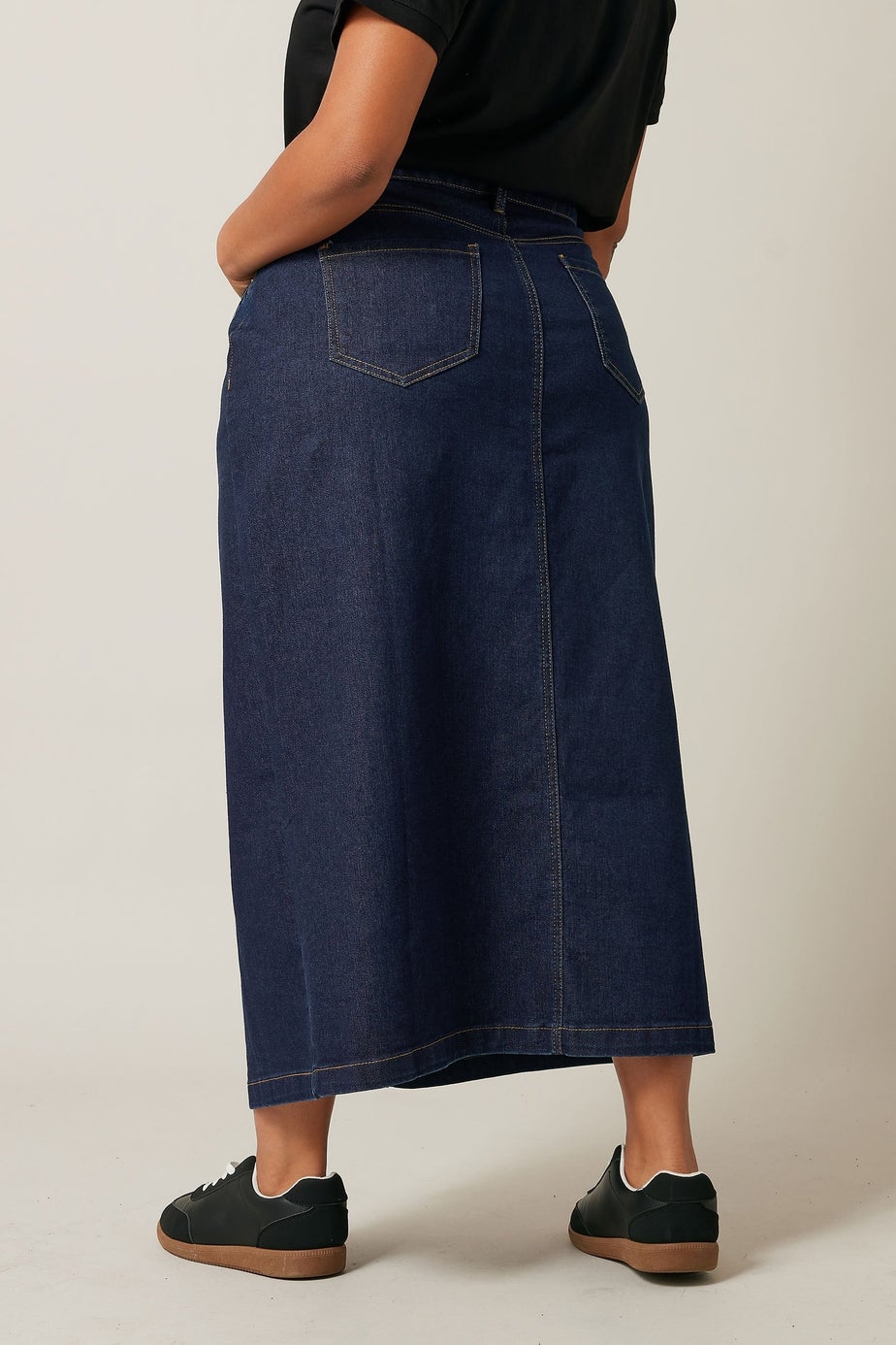 Evans Curve Indigo Blue Button Through Denim Maxi Skirt