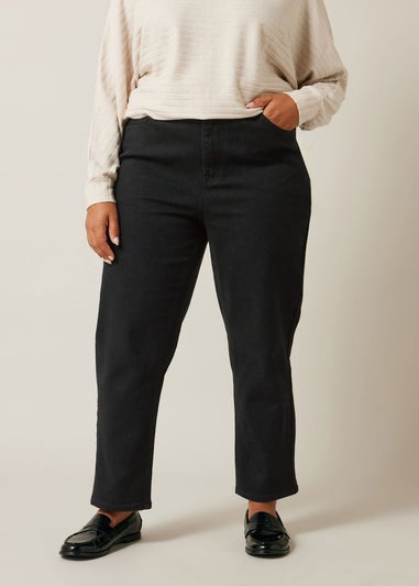 Evans Curve Black Denim Mom Jeans