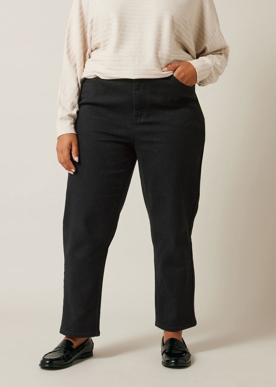 Evans Curve Black Denim Mom Jeans