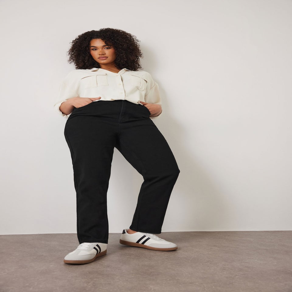 Evans Curve Black Denim Mom Jeans