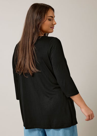 Evans Curve Black Pintuck Modal Rich Top