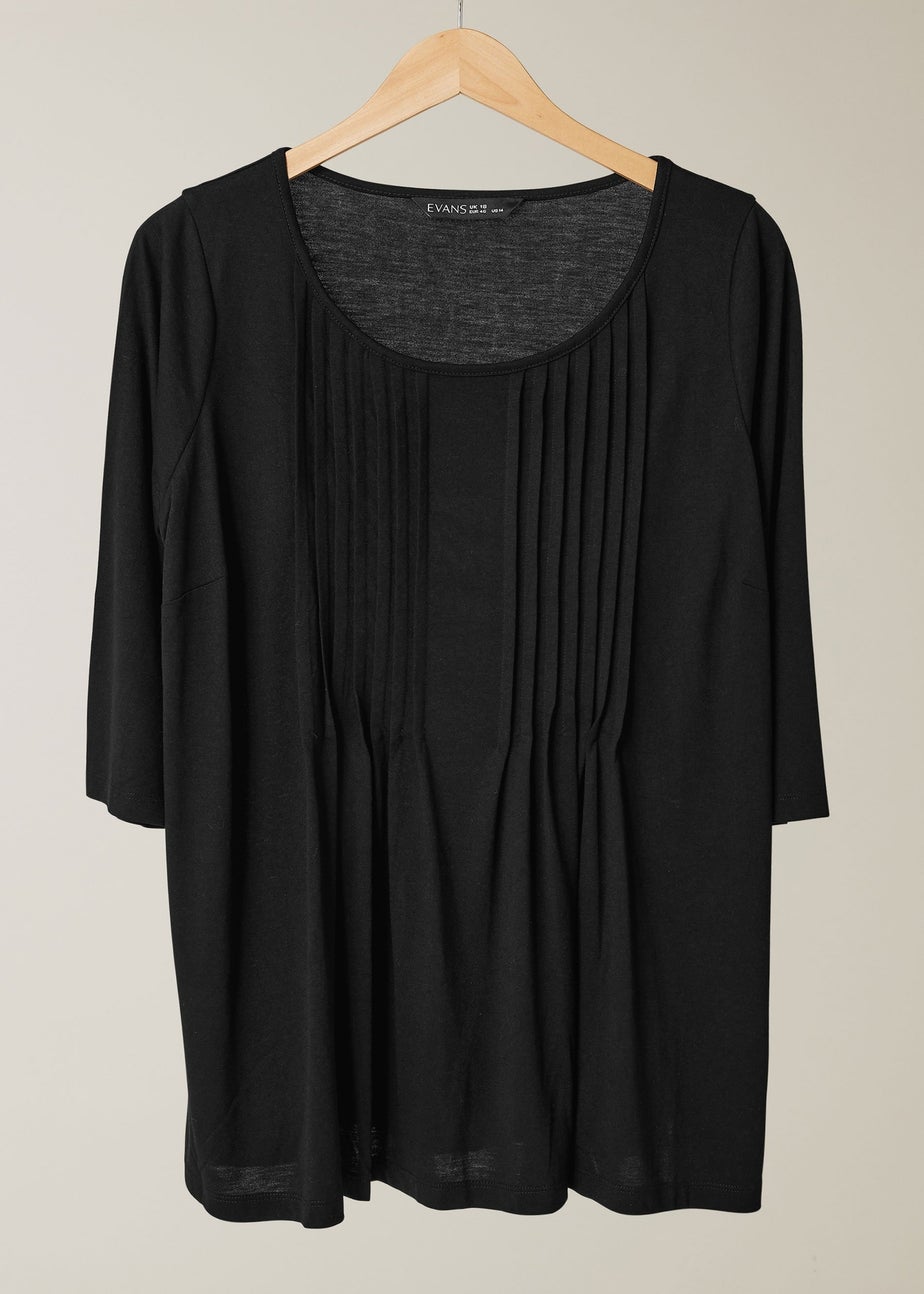 Evans Curve Black Pintuck Modal Rich Top