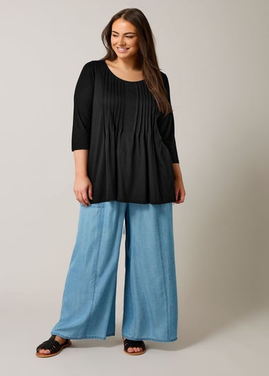 Evans Curve Black Pintuck Modal Rich Top