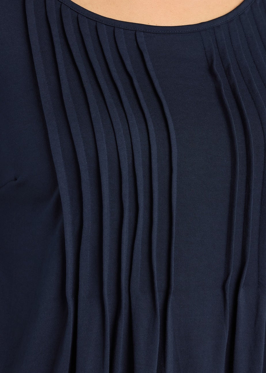 Evans Curve Navy Blue Pintuck Modal Rich Top