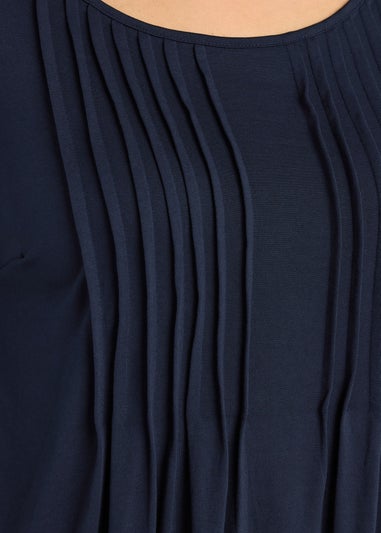Evans Curve Navy Blue Pintuck Modal Rich Top