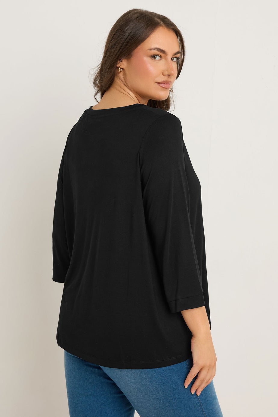 Evans Curve Black V-Neck Modal Rich Top