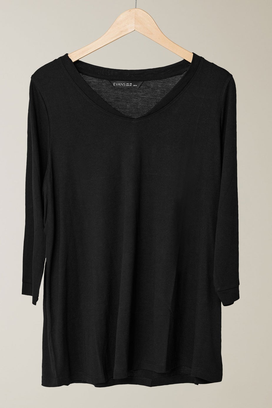 Evans Curve Black V-Neck Modal Rich Top