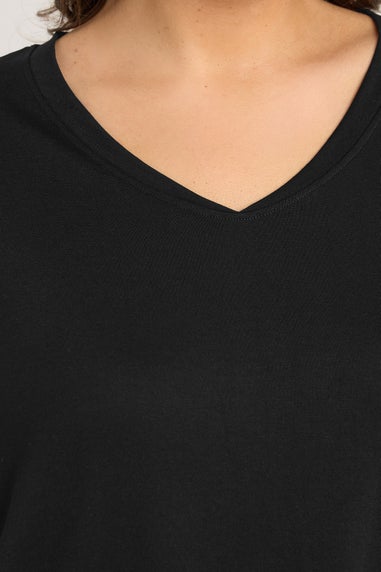 Evans Curve Black V-Neck Modal Rich Top