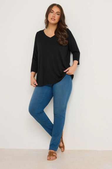 Evans Curve Black V-Neck Modal Rich Top
