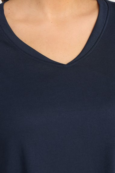 Evans Curve Navy Blue V-Neck Modal Rich Top