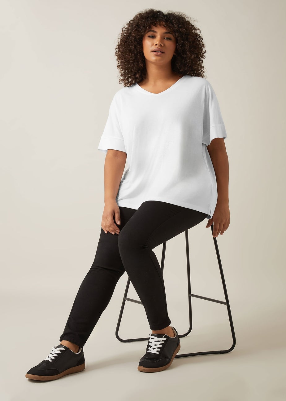 Evans Curve White Short Sleeve Modal Rich T-Shirt