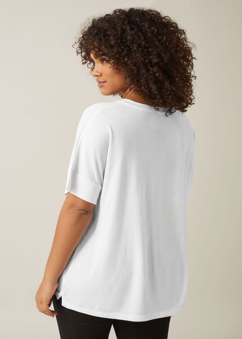 Evans Curve White Short Sleeve Modal Rich T-Shirt