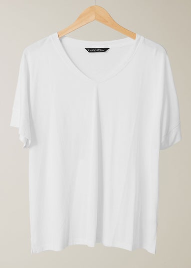 Evans Curve White Short Sleeve Modal Rich T-Shirt
