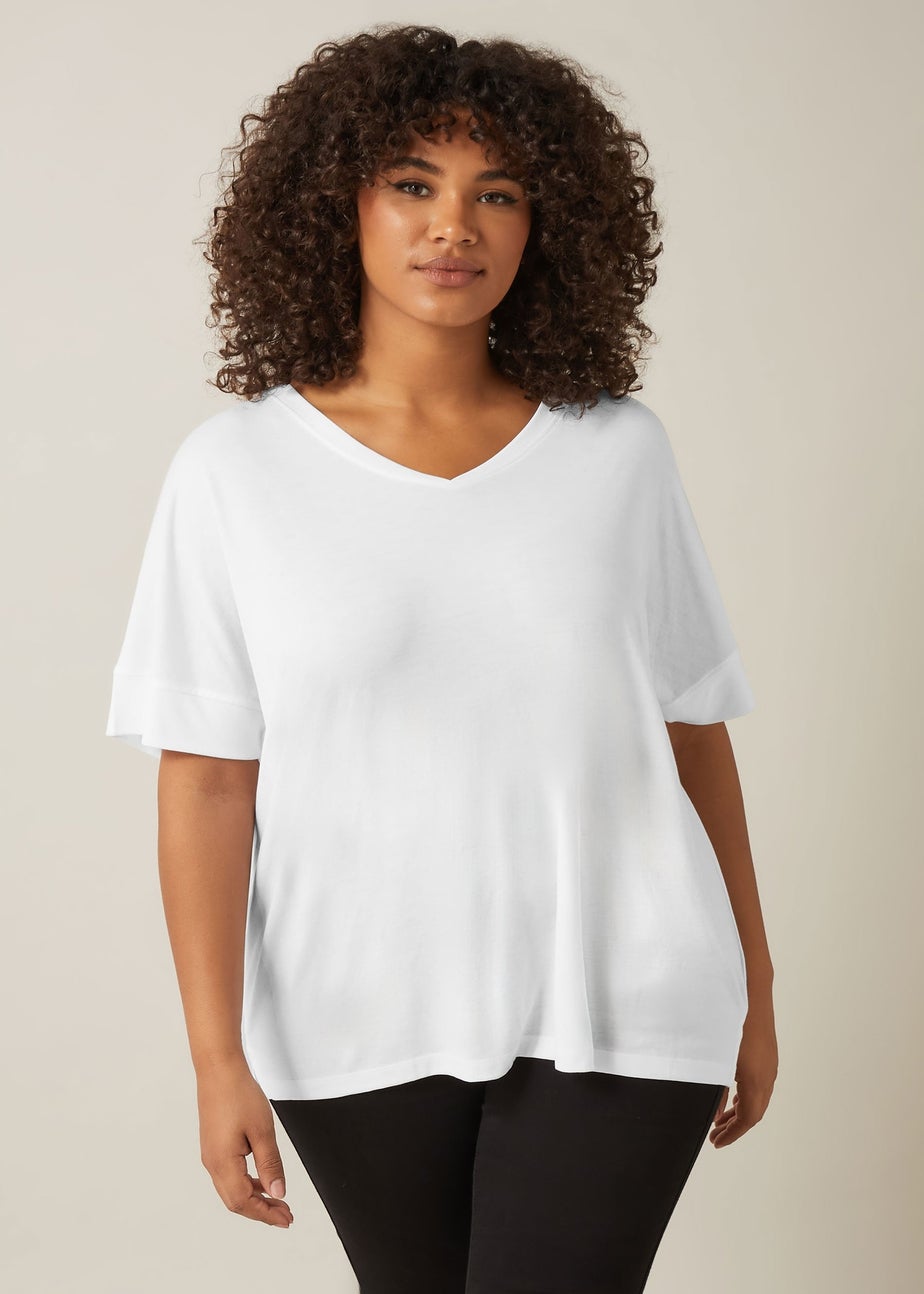 Evans Curve White Short Sleeve Modal Rich T-Shirt