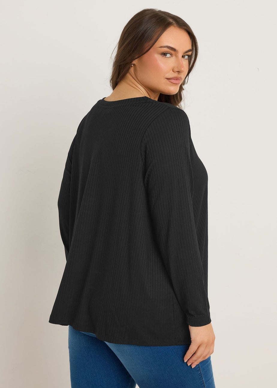 Evans Curve Black Premium Ribbed Modal Blend Swing Top