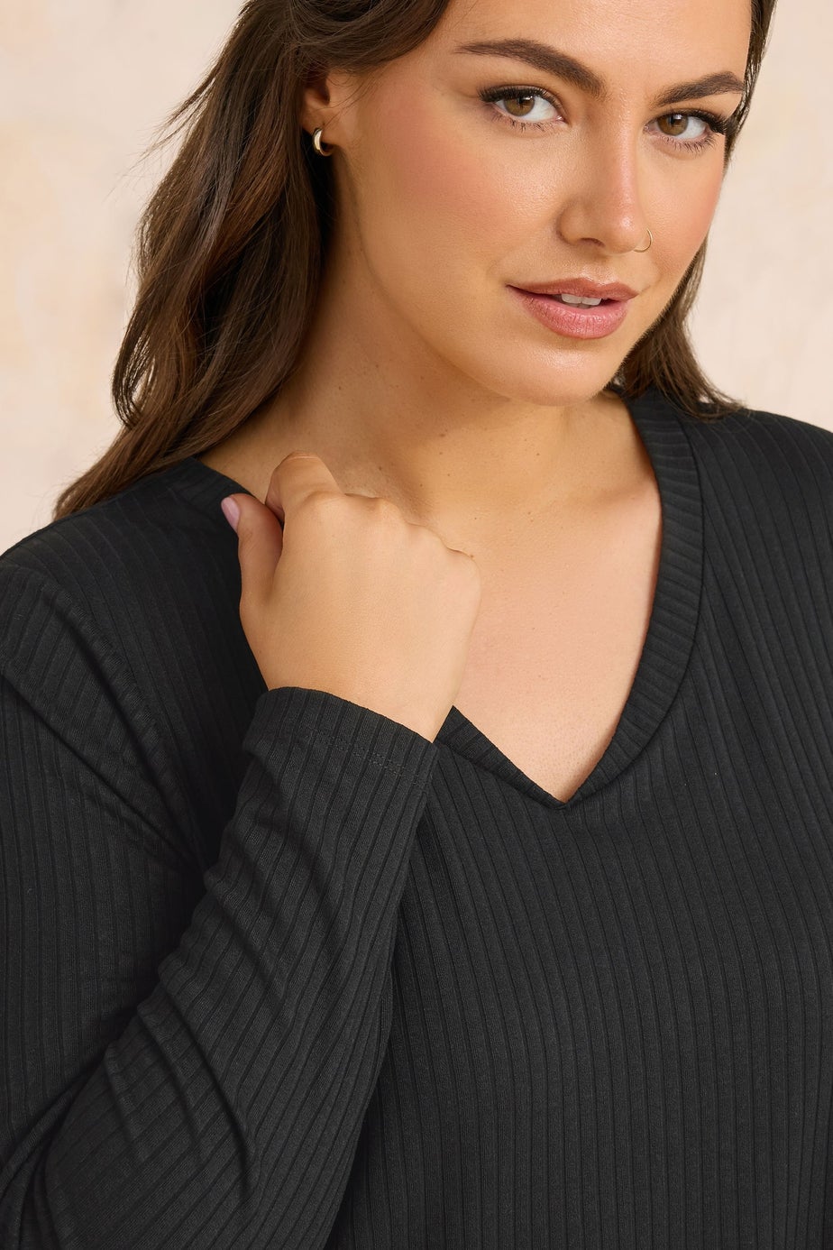 Evans Curve Black Premium Ribbed Modal Blend Swing Top