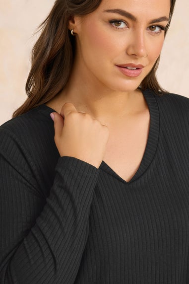 Evans Curve Black Premium Ribbed Modal Blend Swing Top