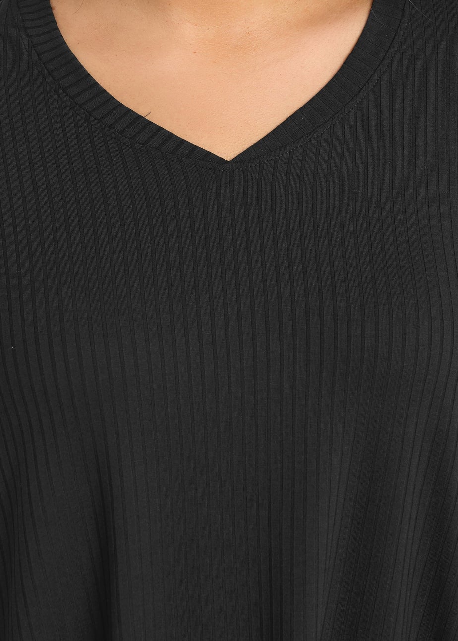 Evans Curve Black Premium Ribbed Modal Blend Swing Top