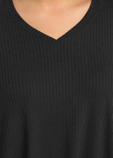 Evans Curve Black Premium Ribbed Modal Blend Swing Top
