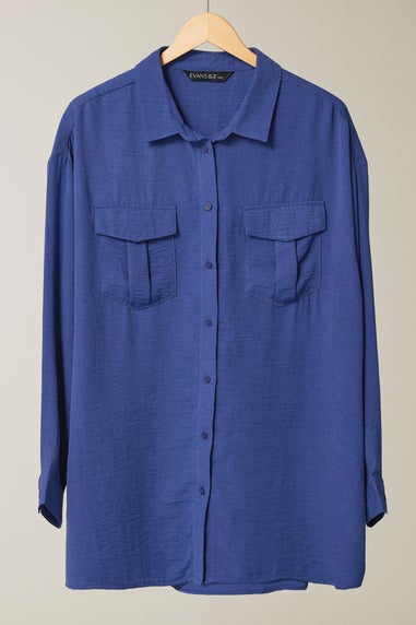 EVANS Curve Cobalt Blue Long Sleeve Utility Shirt