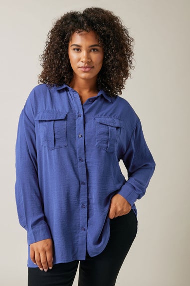 EVANS Curve Cobalt Blue Long Sleeve Utility Shirt