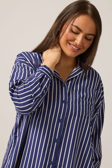 EVANS Curve Blue & White Stripe Girlfriend Shirt