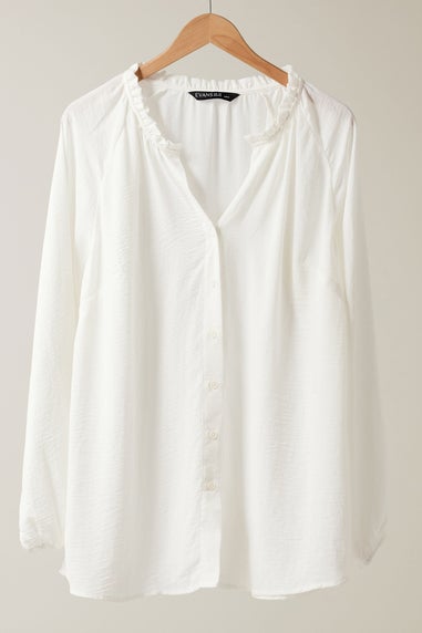 EVANS Curve White Frill Neck Blouse